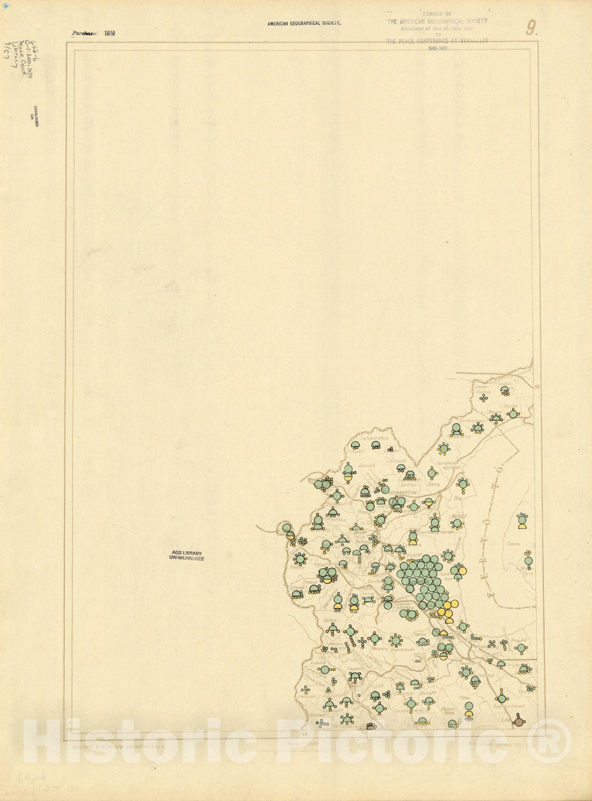 Historic Map : The Communes of Hungary showing the persons able to read and write 1918 42, Vintage Reproduction