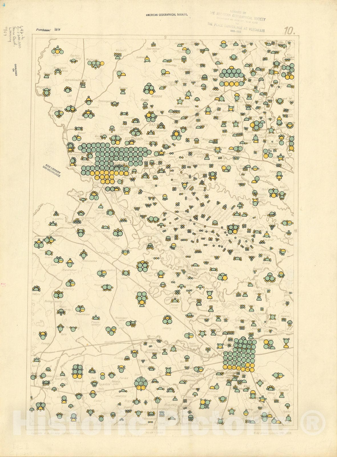 Historic Map : The Communes of Hungary showing the persons able to read and write 1918 43, Vintage Reproduction