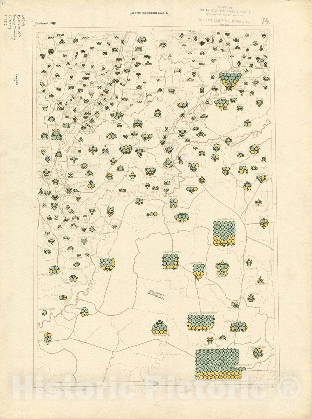 Map : The Communes of Hungary showing the persons able to read and write 1918 6, Antique Vintage Reproduction