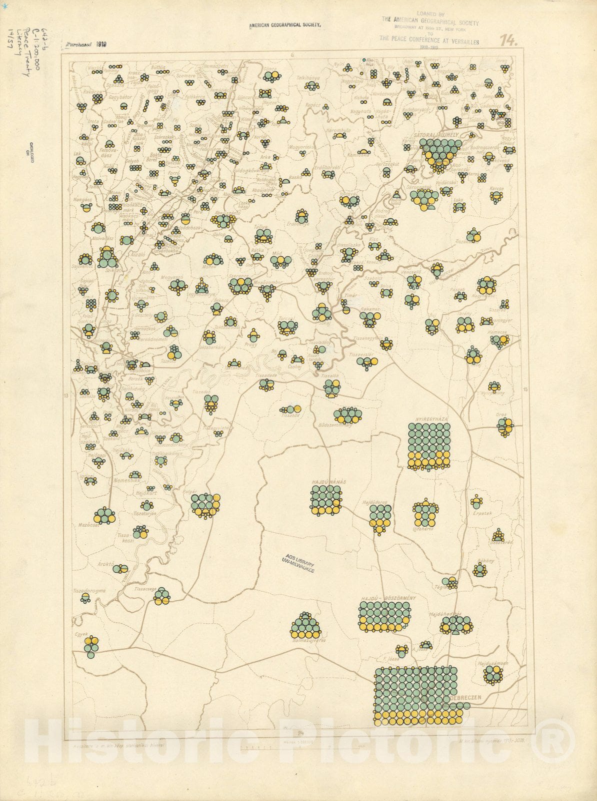 Map : The Communes of Hungary showing the persons able to read and write 1918 6, Antique Vintage Reproduction