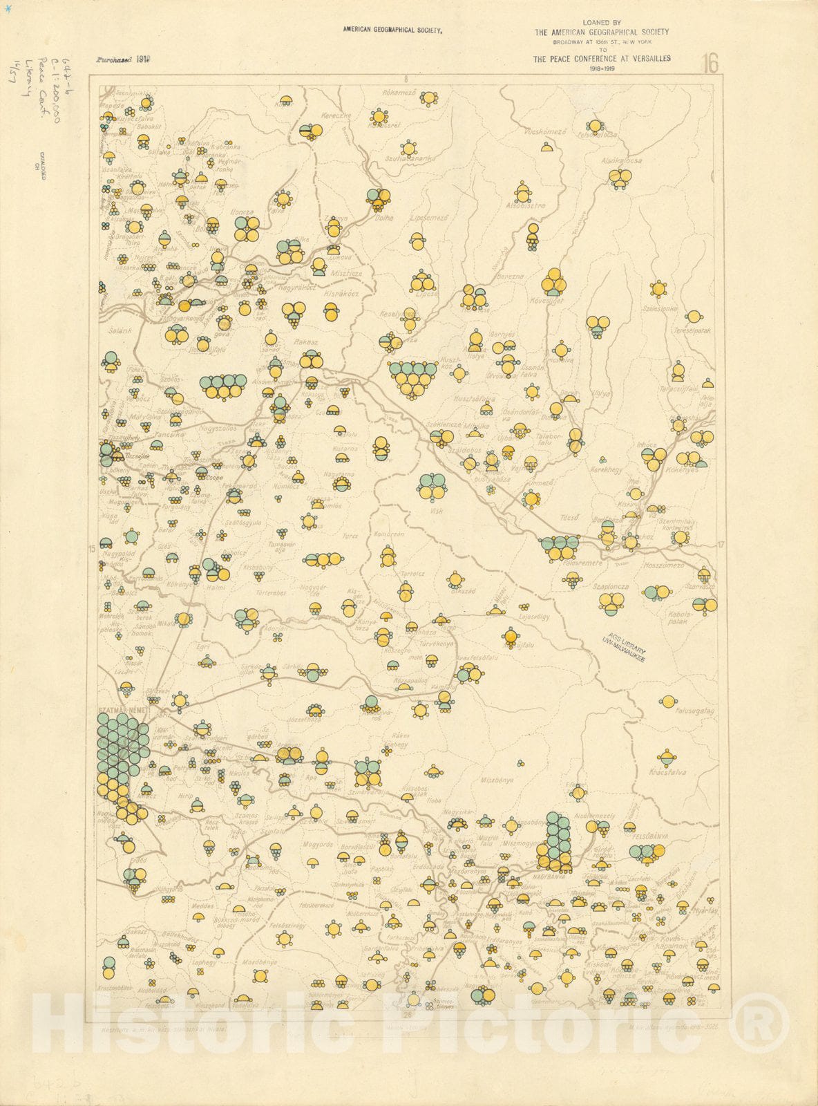 Map : The Communes of Hungary showing the persons able to read and write 1918 8, Antique Vintage Reproduction