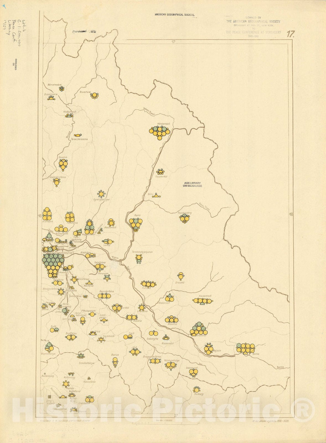 Map : The Communes of Hungary showing the persons able to read and write 1918 9, Antique Vintage Reproduction