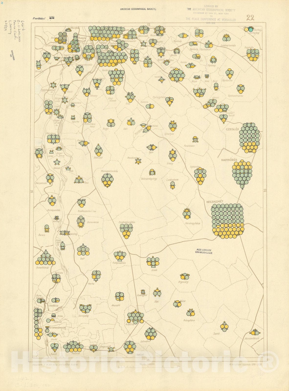 Historic Map : The Communes of Hungary showing the persons able to read and write 1918 15, Vintage Reproduction