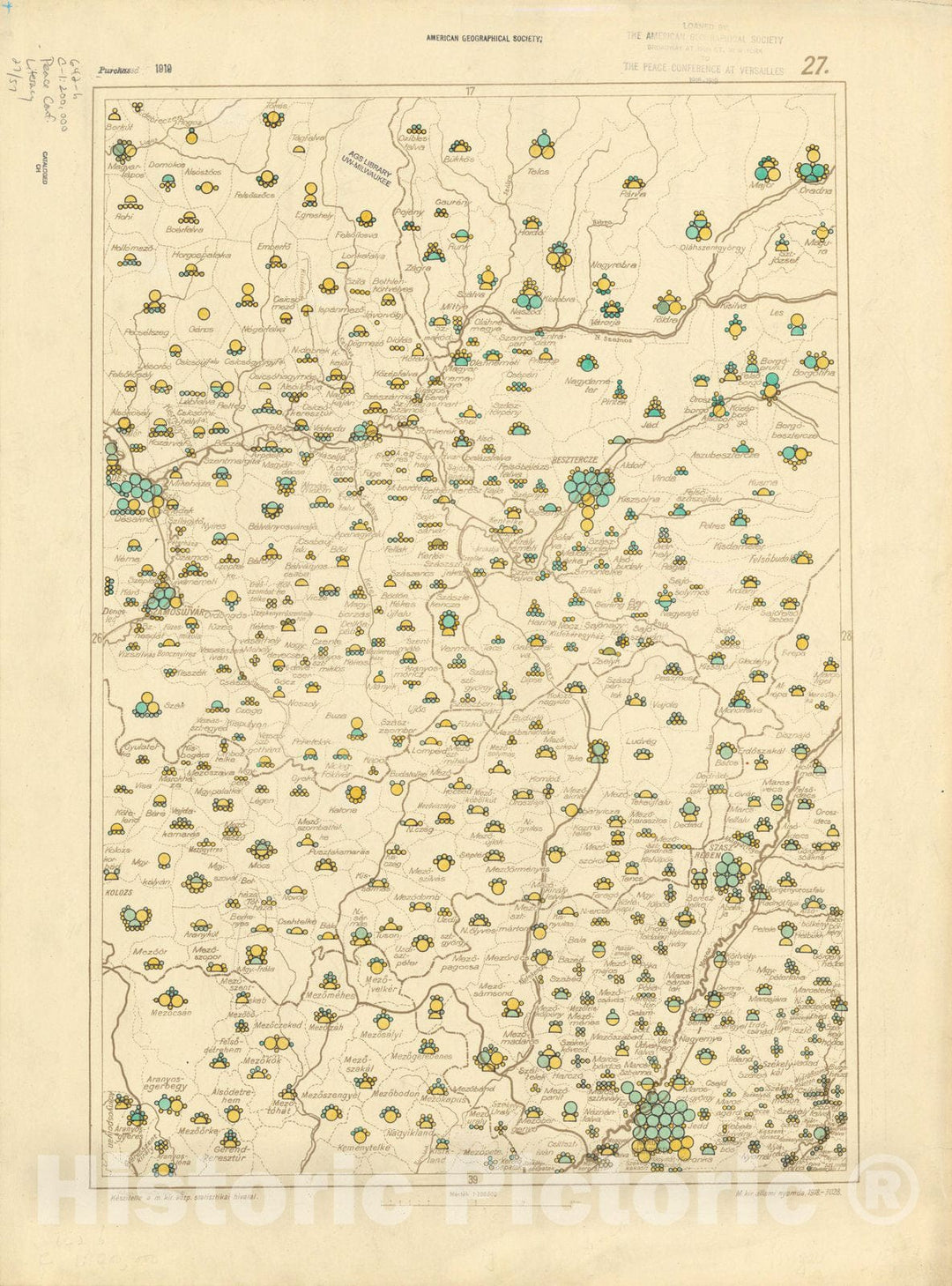 Historic Map : The Communes of Hungary showing the persons able to read and write 1918 19, Vintage Reproduction