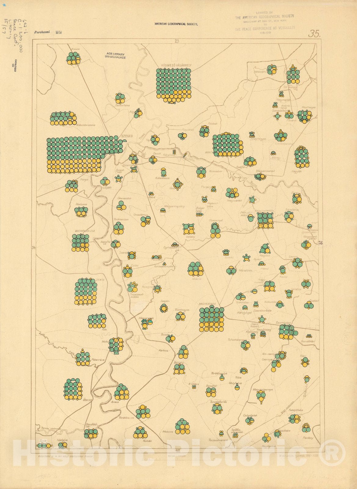 Historic Map : The Communes of Hungary showing the persons able to read and write 1918 27, Vintage Reproduction