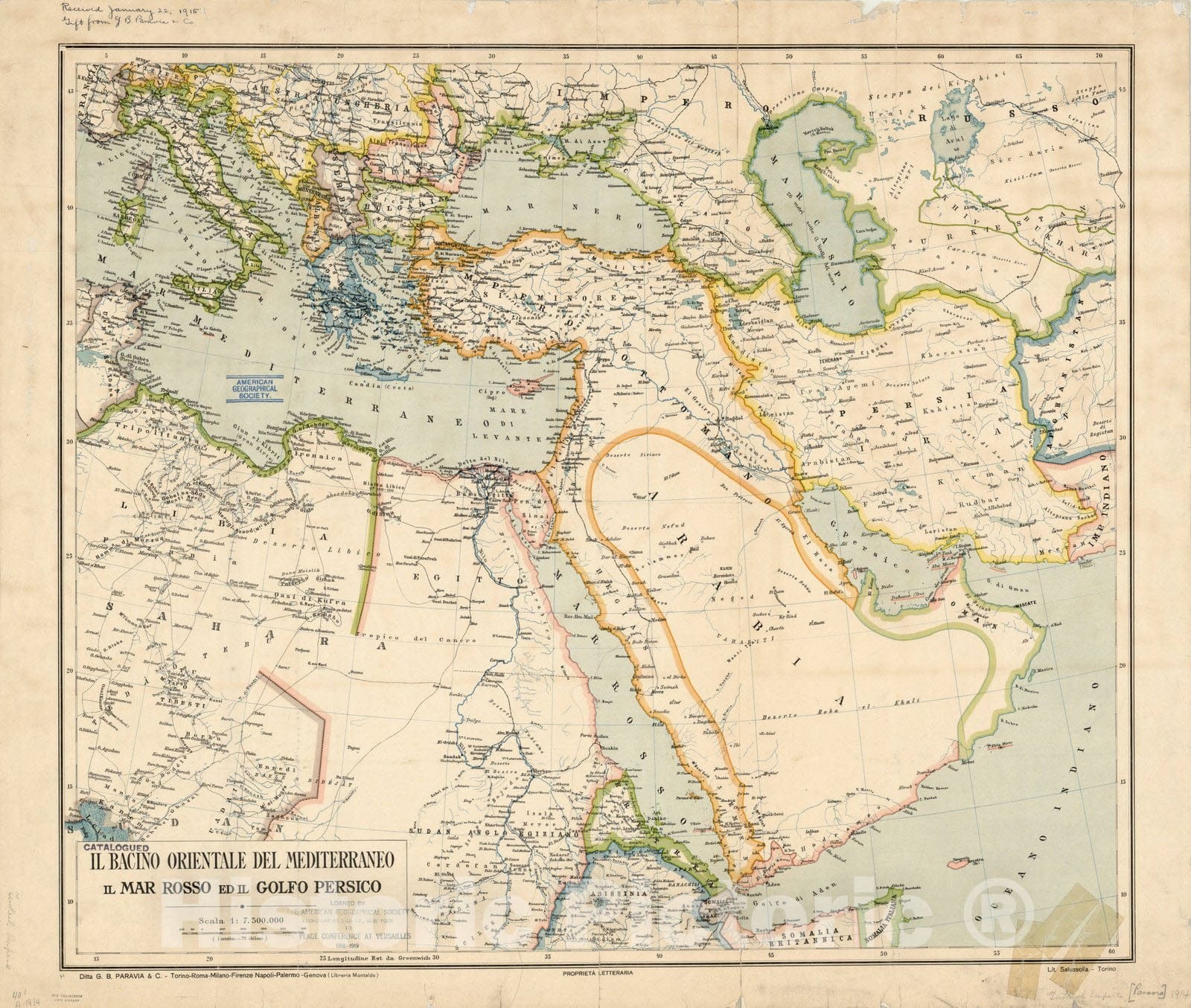 Map : Middle East 1818, Il Bacino orientale del mediterraneo il mar rosso ed il golfo persico , Antique Vintage Reproduction