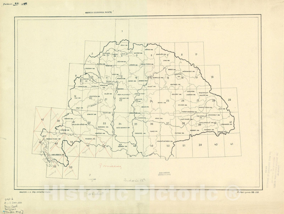 Historic Map : The Communes of Hungary showing the distribution of the religions 1918 45