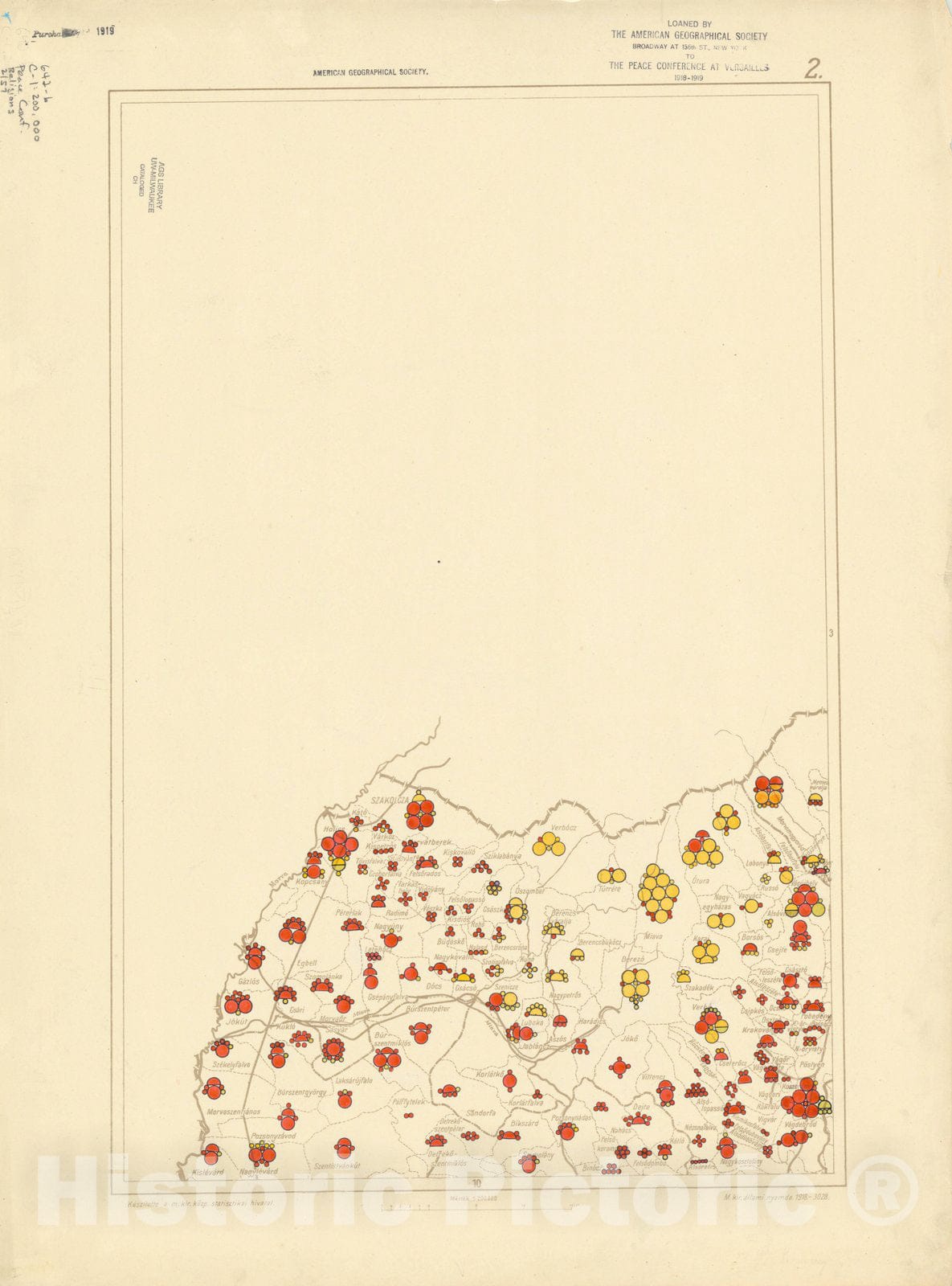 Historic Map : The Communes of Hungary showing the distribution of the religions 1918 46