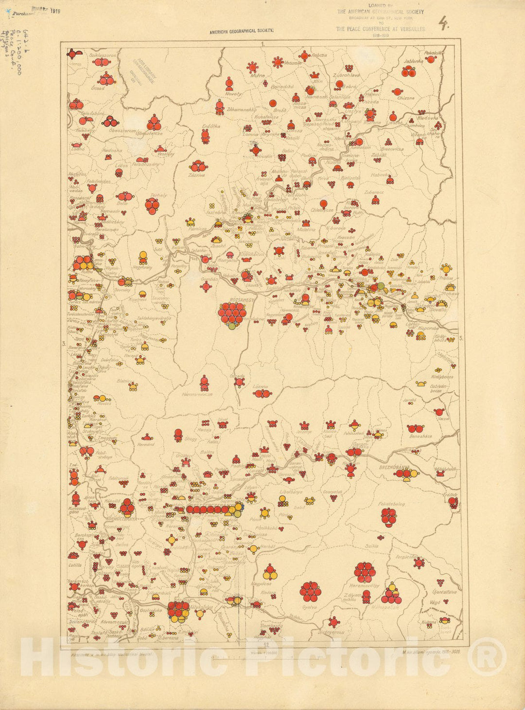 Historic Map : The Communes of Hungary showing the distribution of the religions 1918 23