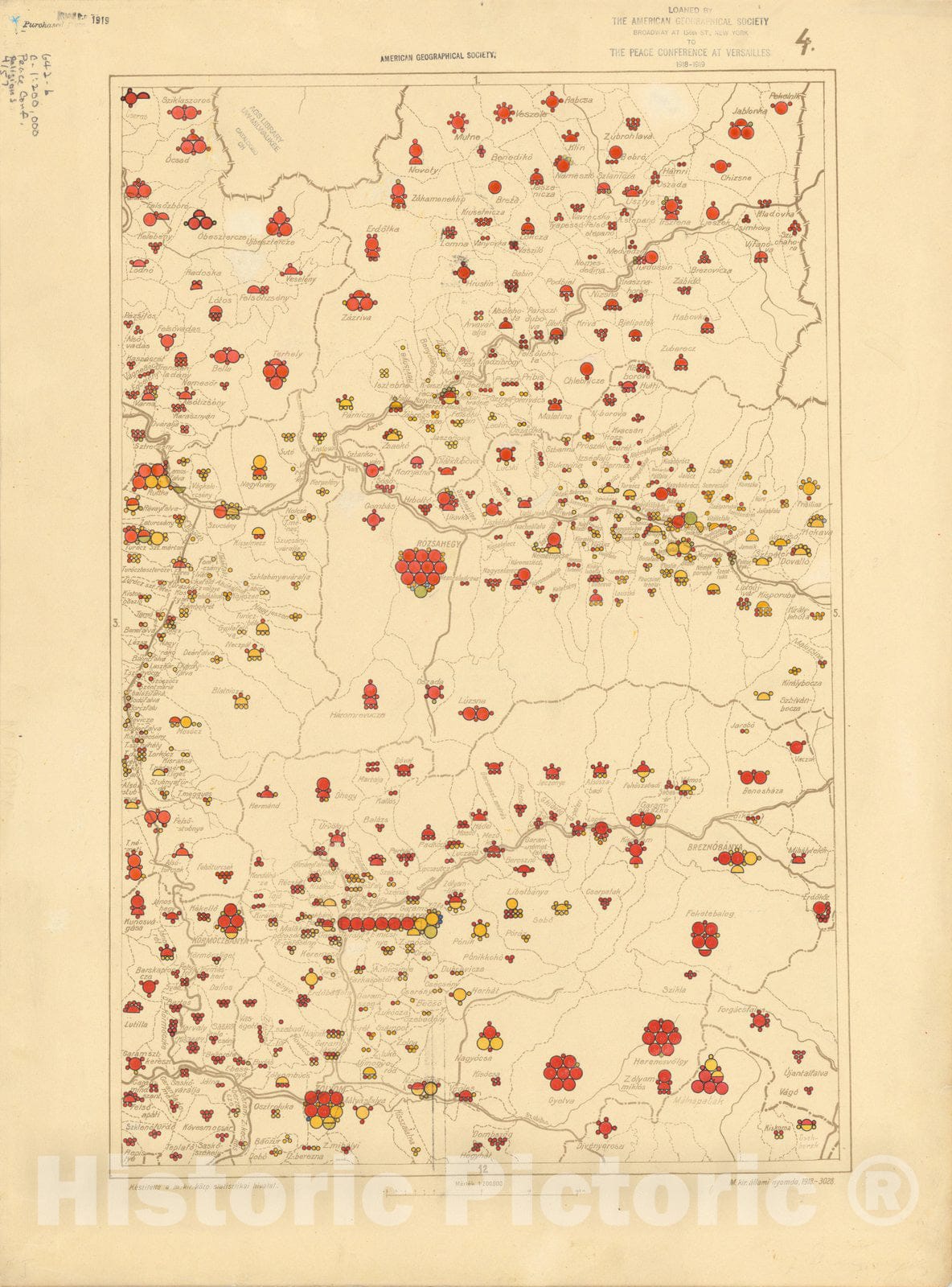 Historic Map : The Communes of Hungary showing the distribution of the religions 1918 23