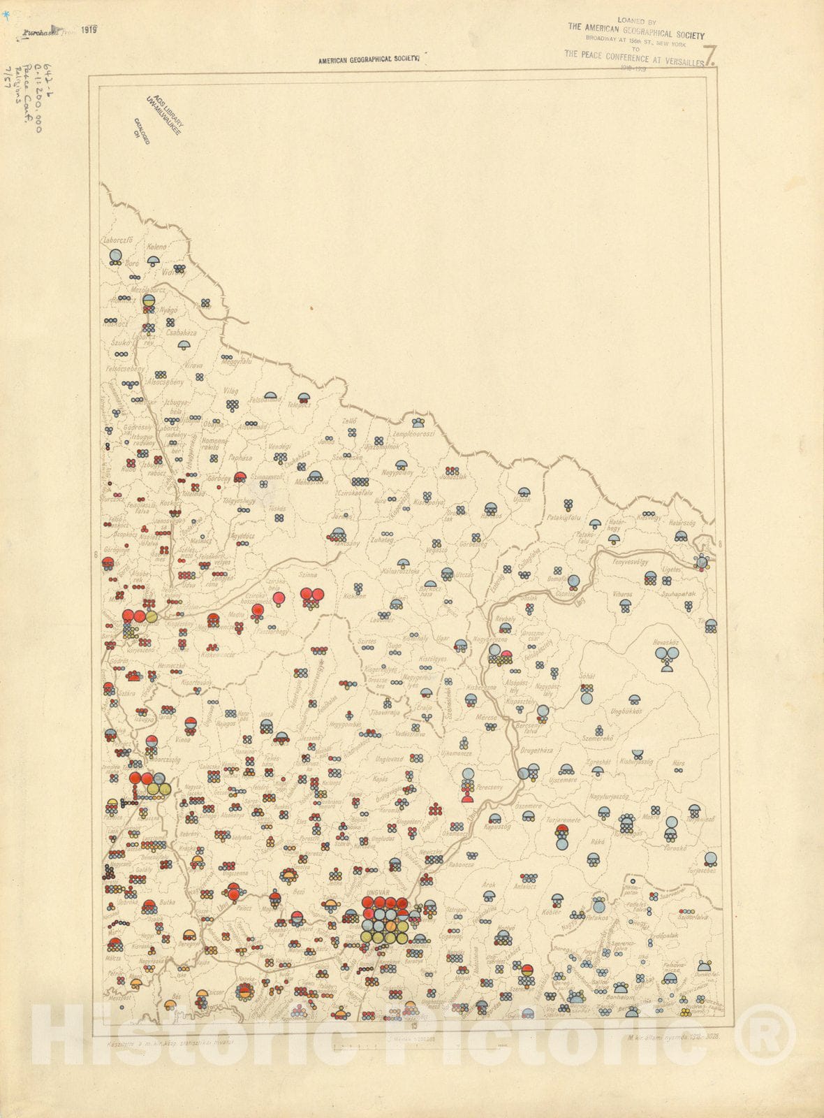 Historic Map : The Communes of Hungary showing the distribution of the religions 1918 41