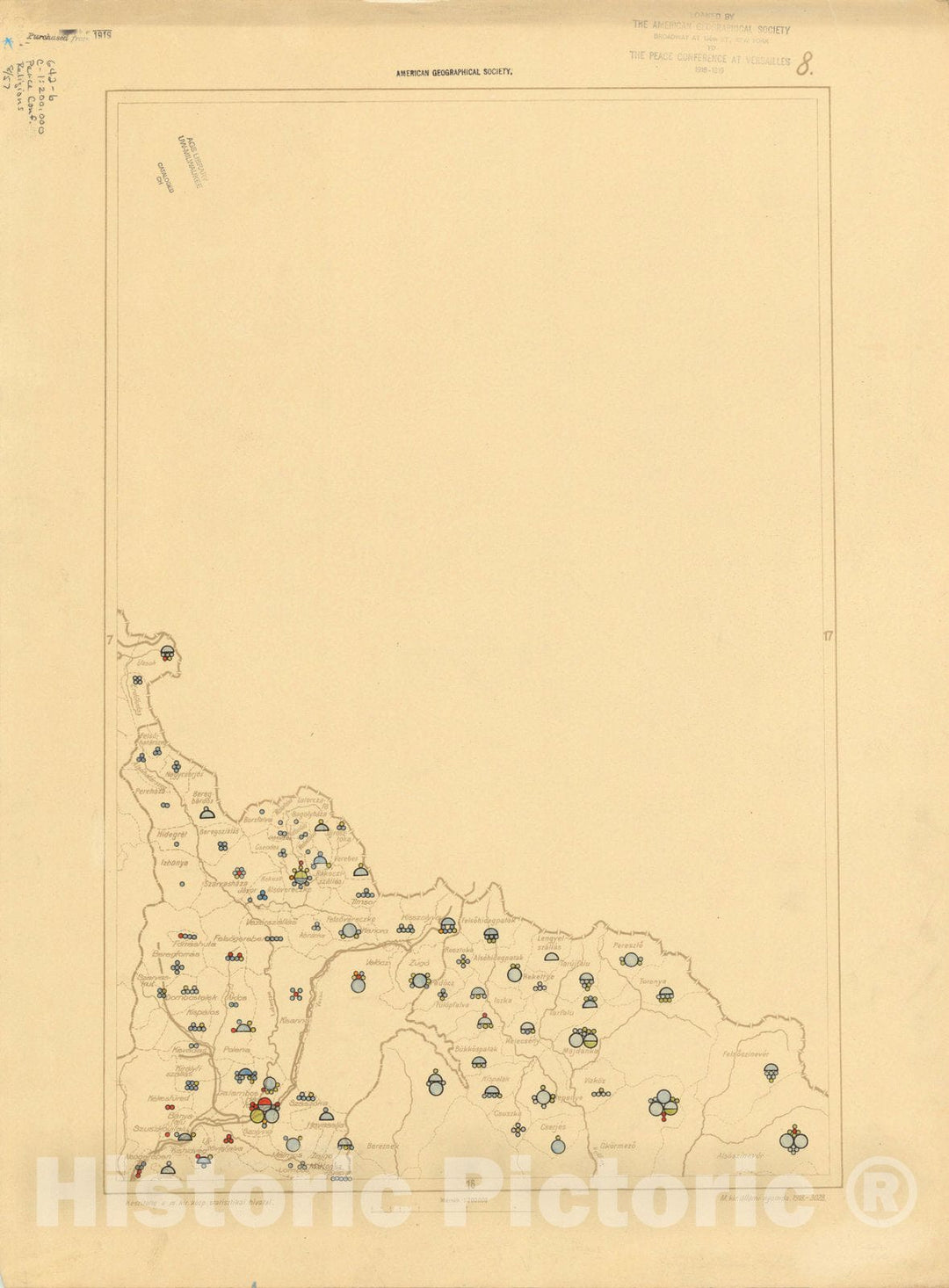 Historic Map : The Communes of Hungary showing the distribution of the religions 1918 42