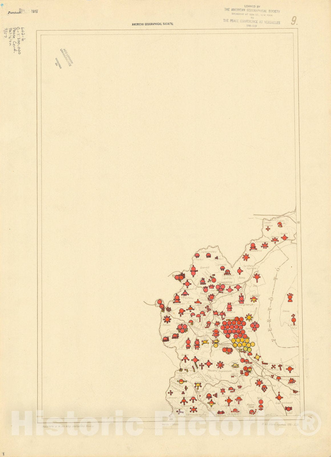 Historic Map : The Communes of Hungary showing the distribution of the religions 1918 43