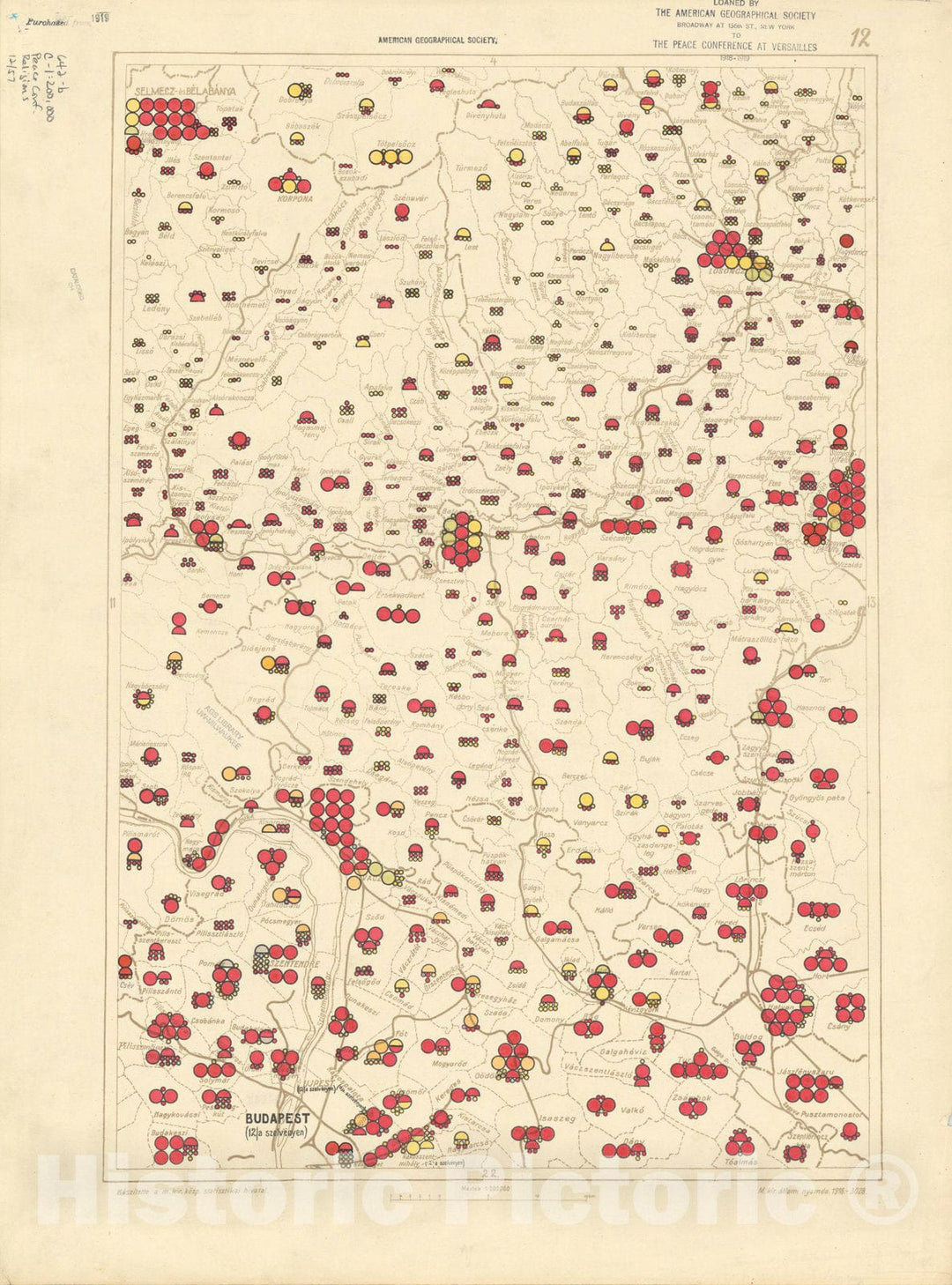 Historic Map : The Communes of Hungary showing the distribution of the religions 1918 3