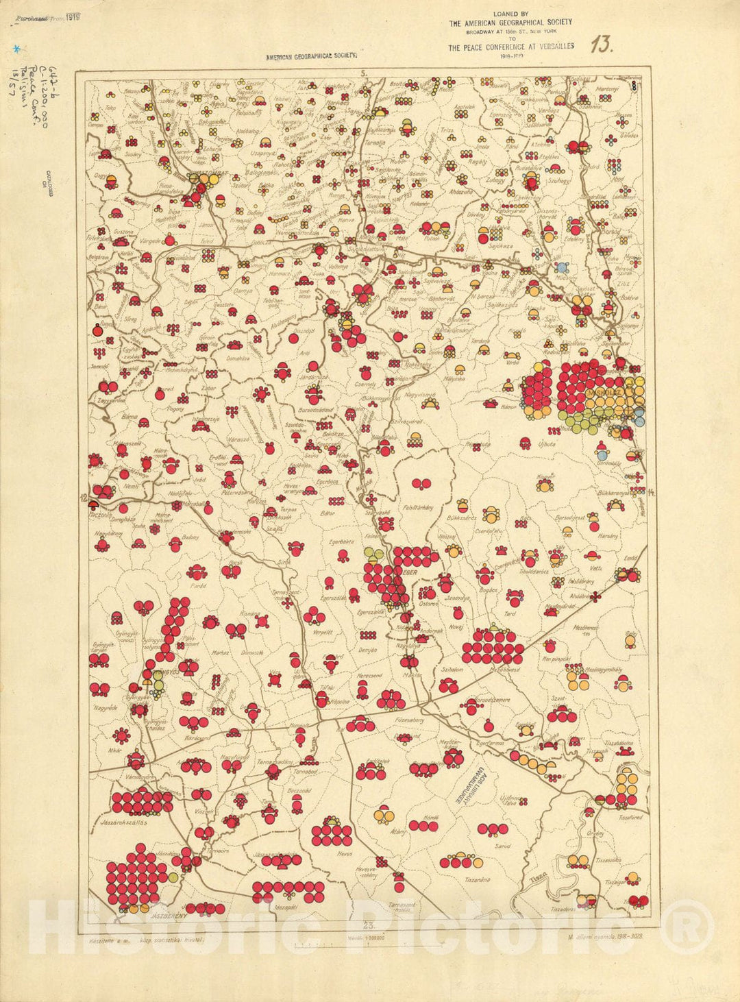 Historic Map : The Communes of Hungary showing the distribution of the religions 1918 5