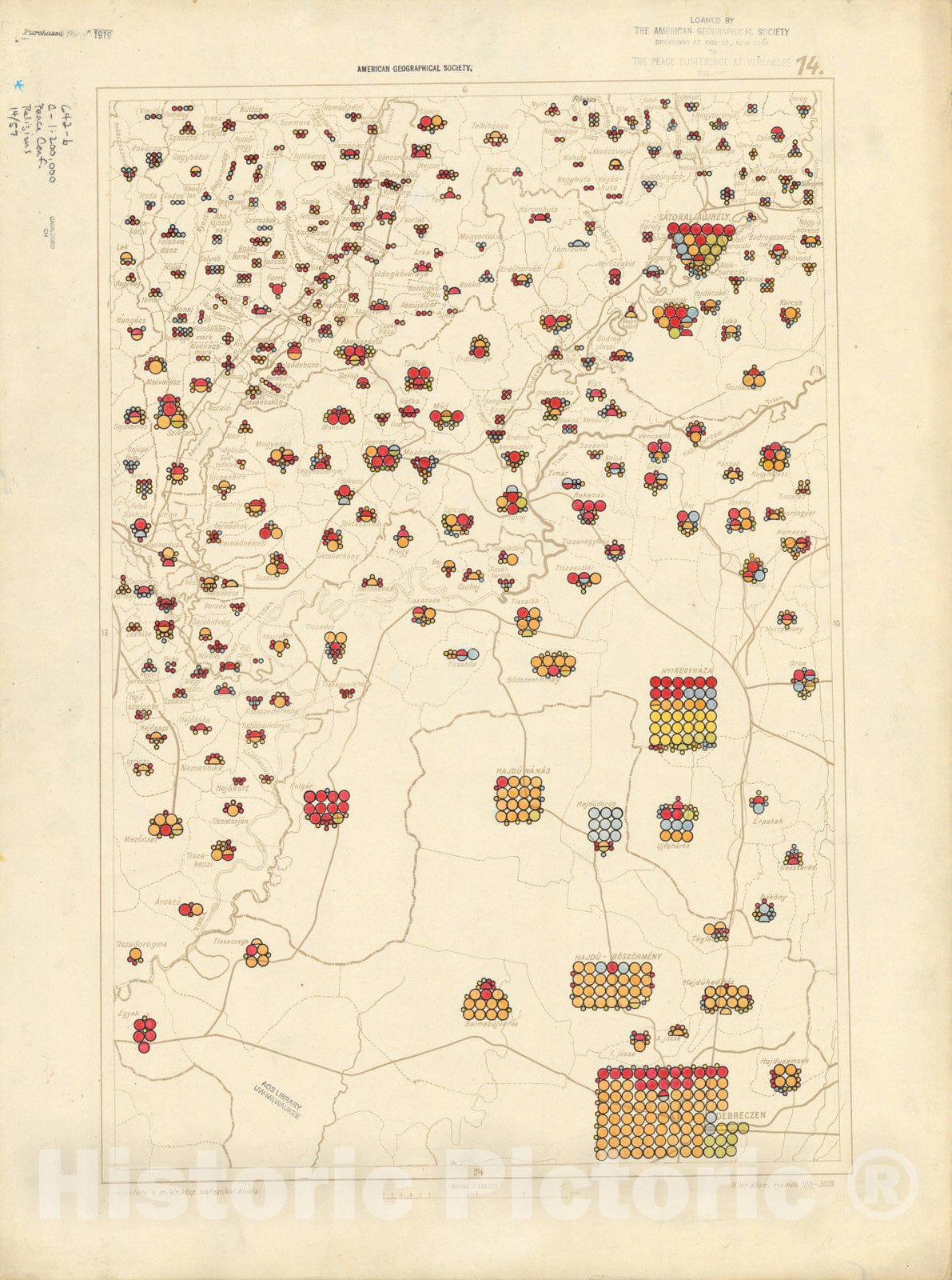 Historic Map : The Communes of Hungary showing the distribution of the religions 1918 6