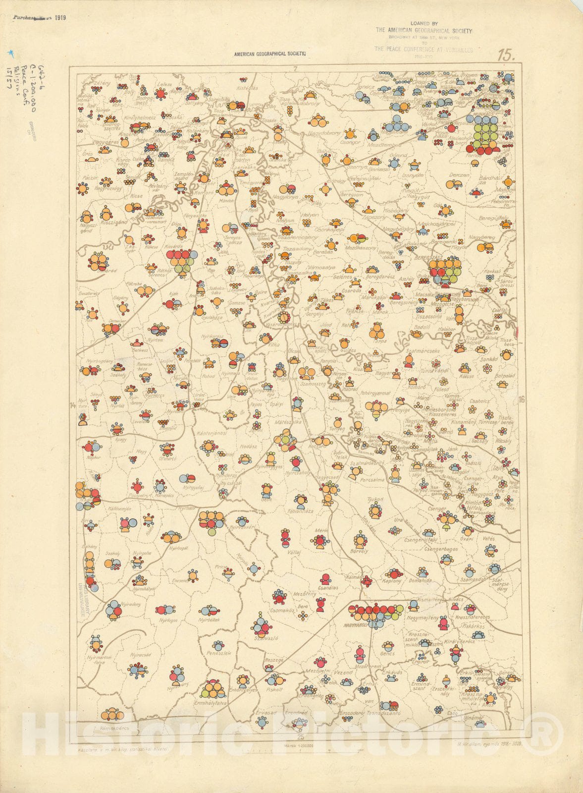 Historic Map : The Communes of Hungary showing the distribution of the religions 1918 7