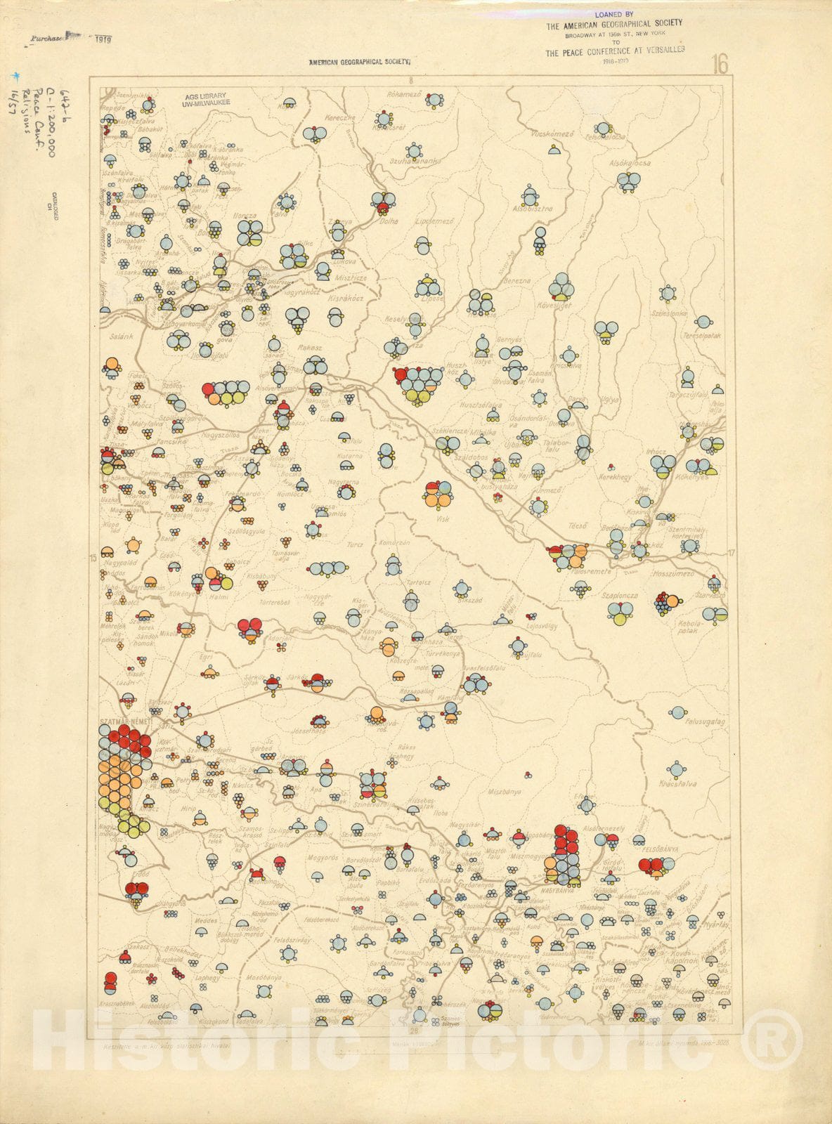 Historic Map : The Communes of Hungary showing the distribution of the religions 1918 8