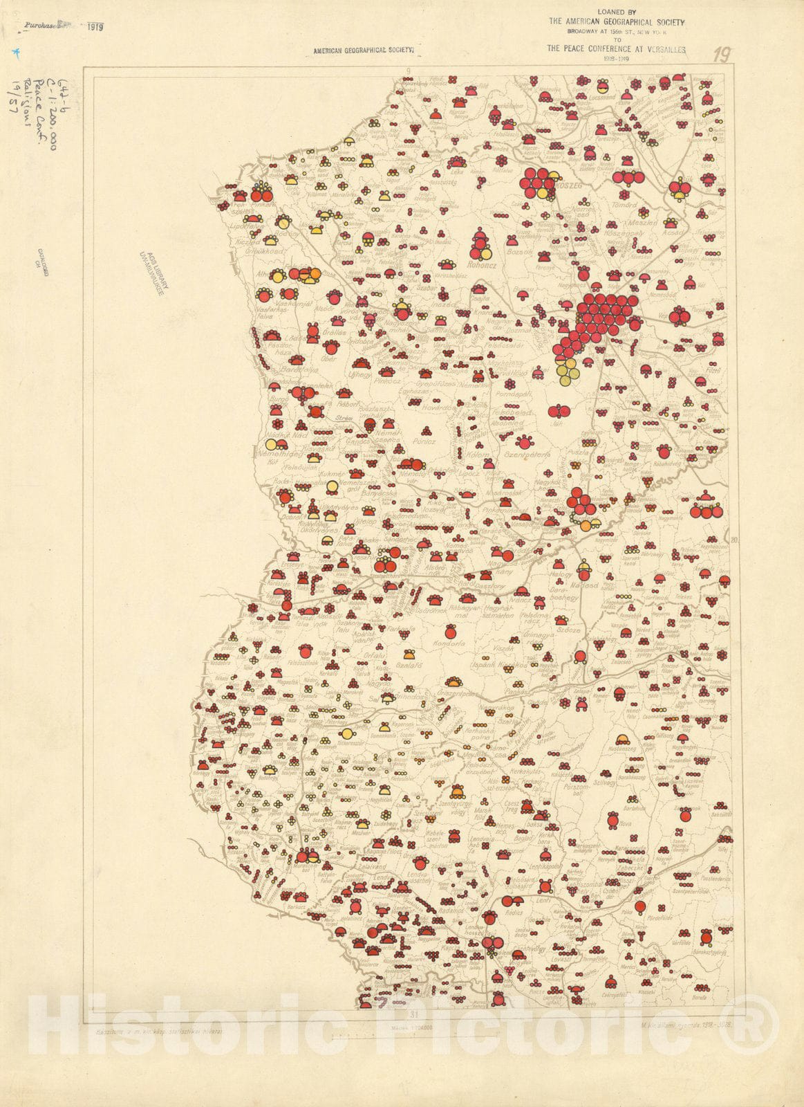 Historic Map : The Communes of Hungary showing the distribution of the religions 1918 11