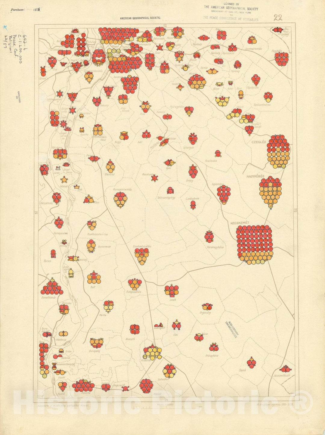 Historic Map : The Communes of Hungary showing the distribution of the religions 1918 14