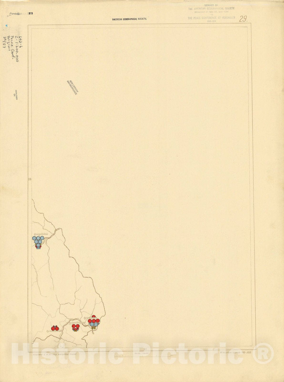 Historic Map : The Communes of Hungary showing the distribution of the religions 1918 21