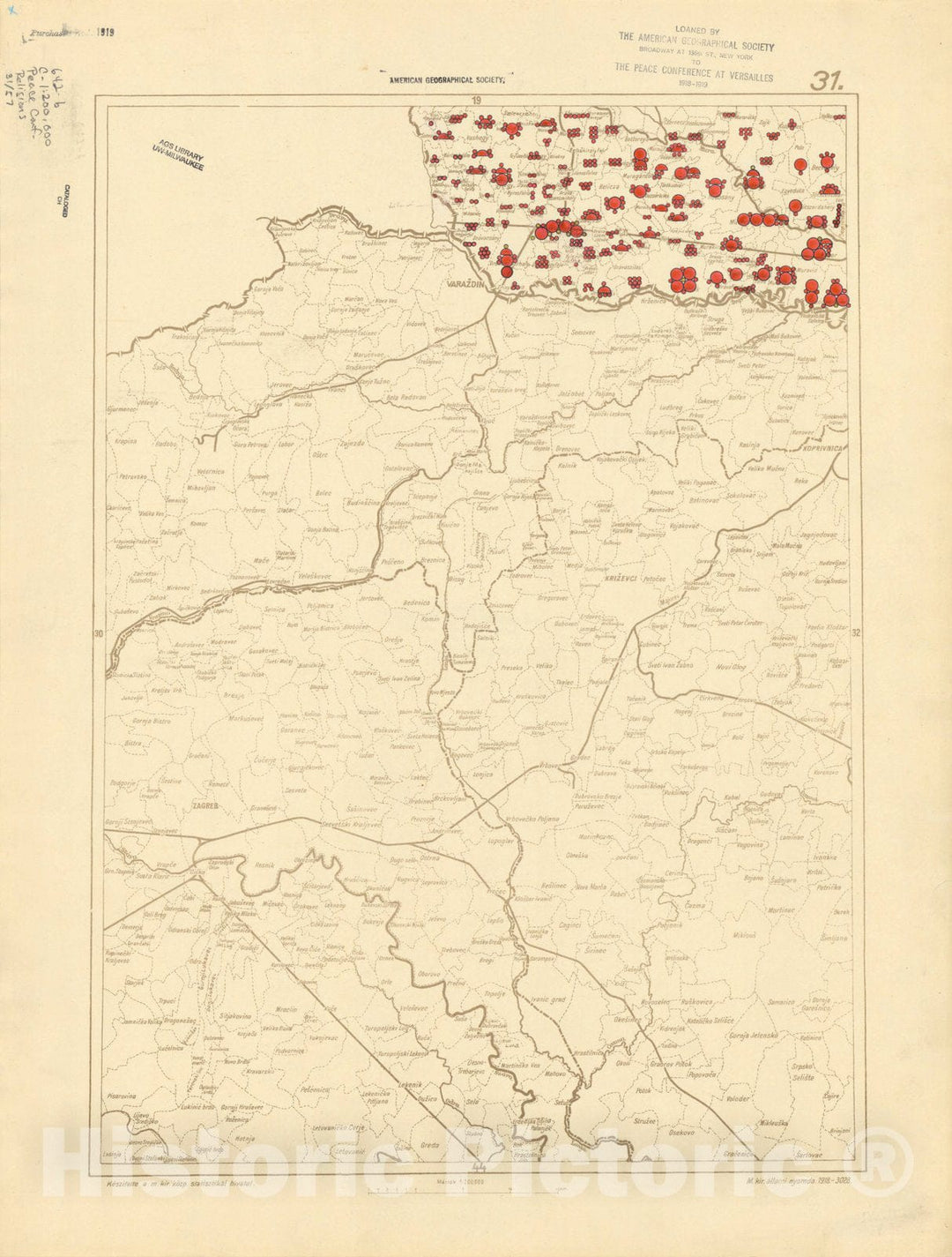 Historic Map : The Communes of Hungary showing the distribution of the religions 1918 22