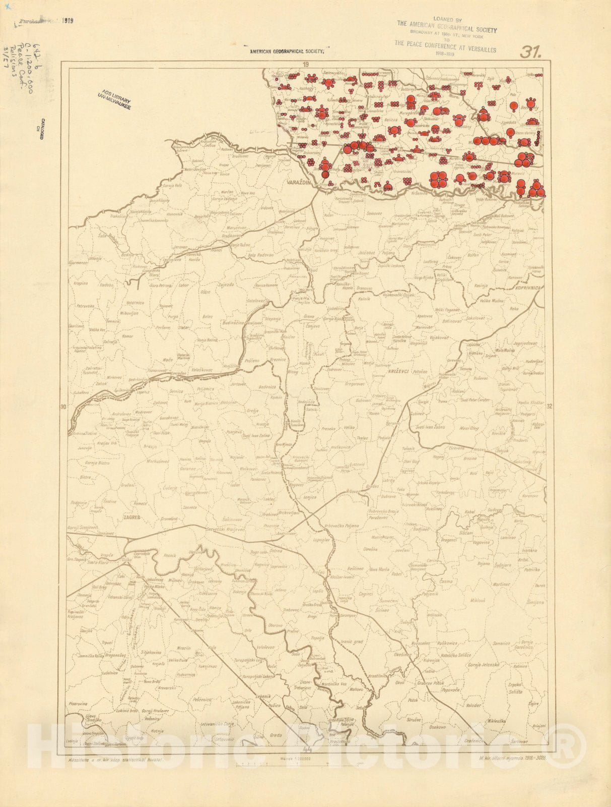 Historic Map : The Communes of Hungary showing the distribution of the religions 1918 22