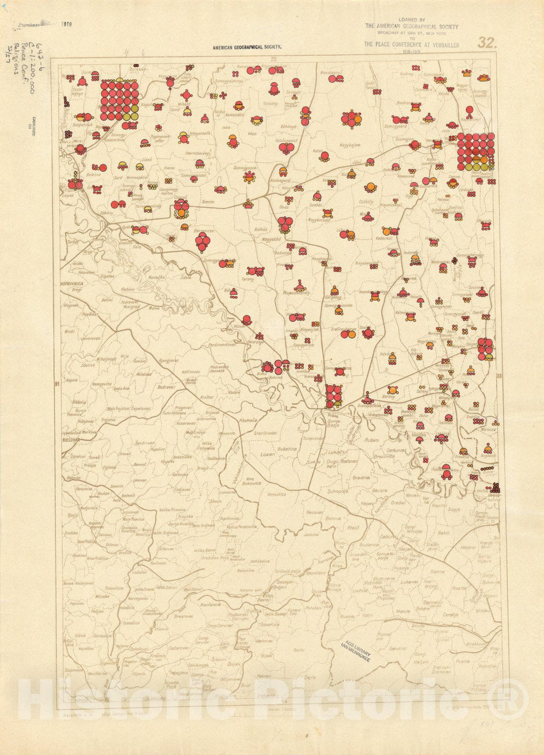 Historic Map : The Communes of Hungary showing the distribution of the religions 1918 24