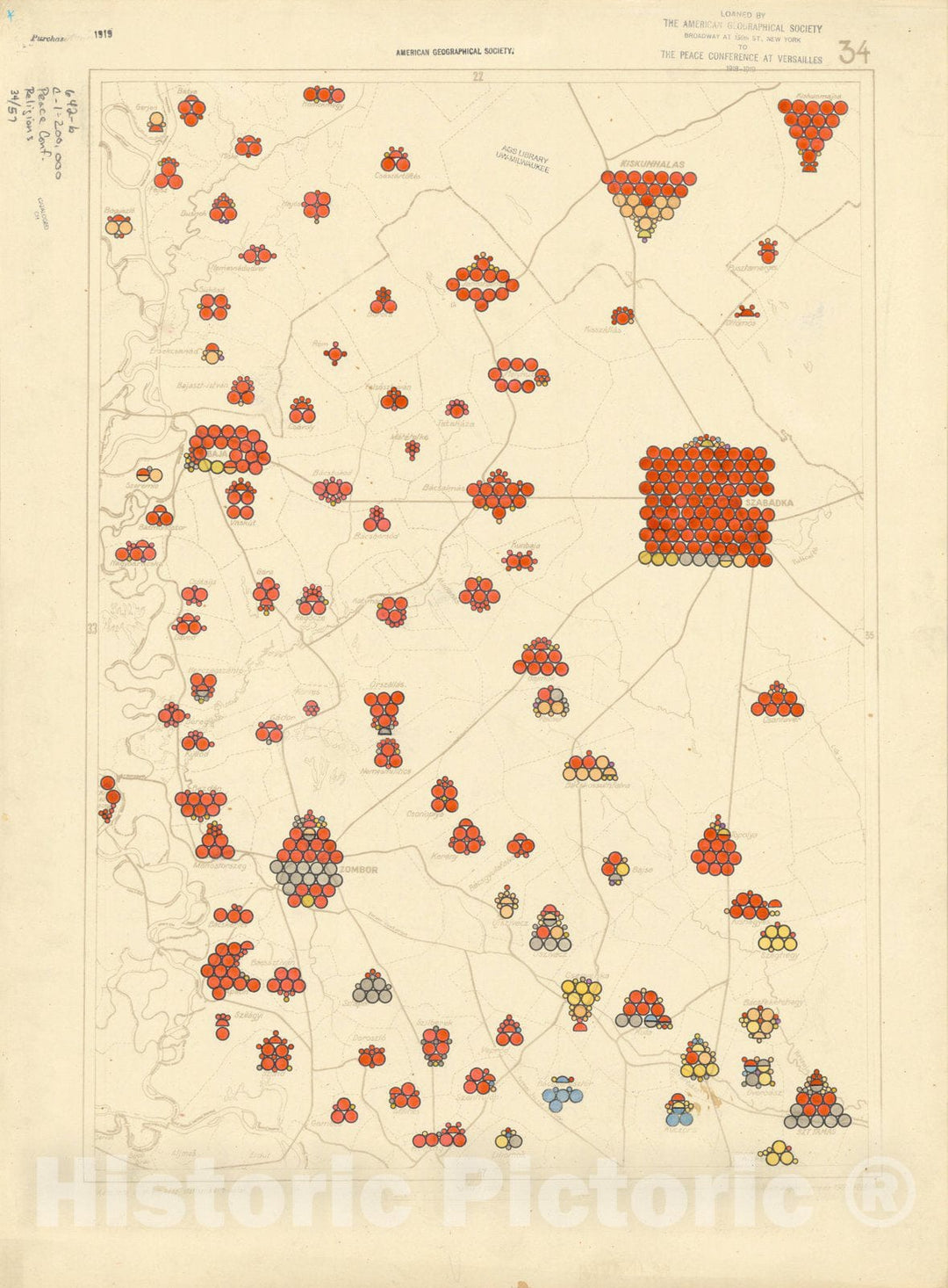 Historic Map : The Communes of Hungary showing the distribution of the religions 1918 26