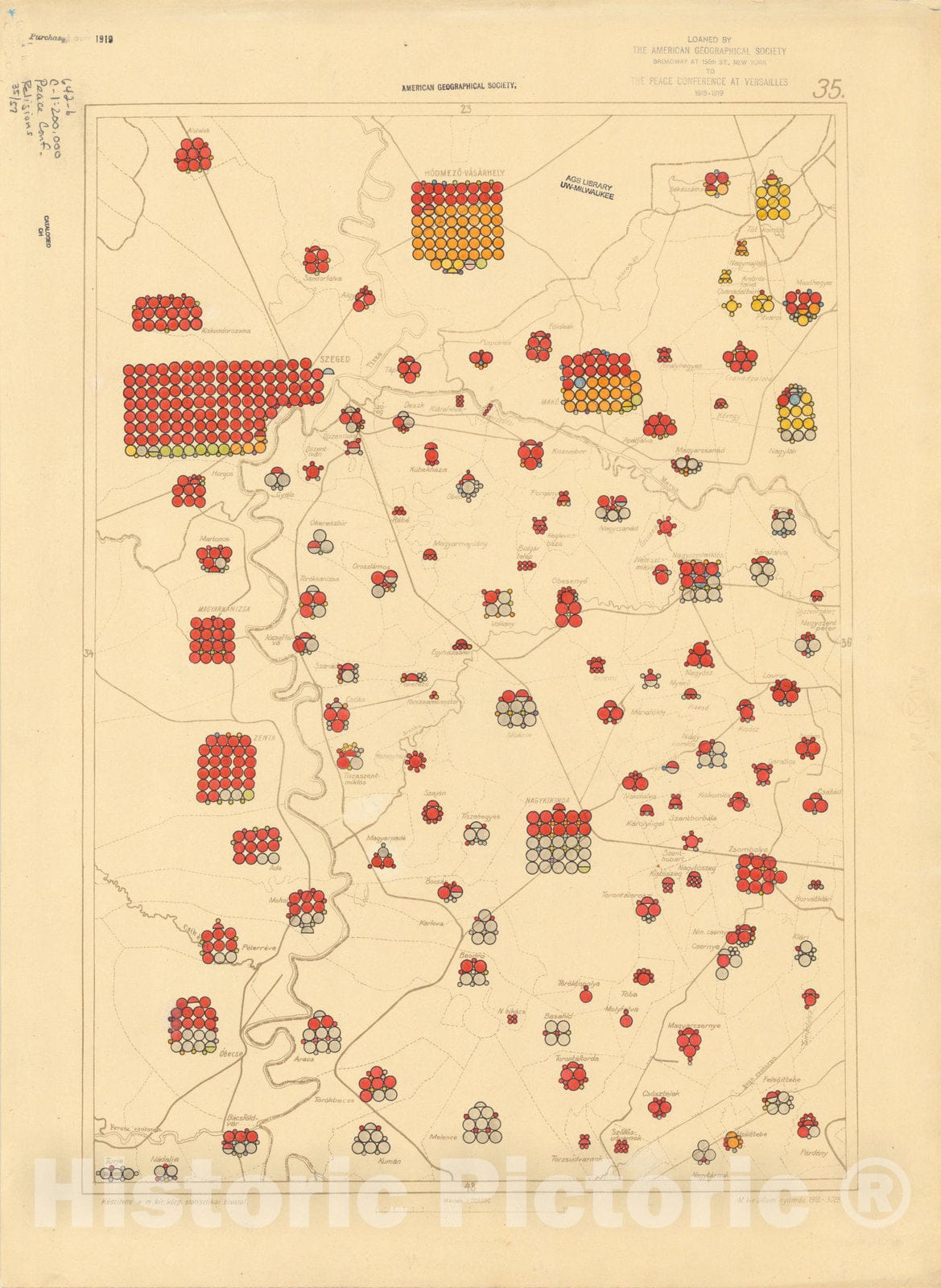 Historic Map : The Communes of Hungary showing the distribution of the religions 1918 27