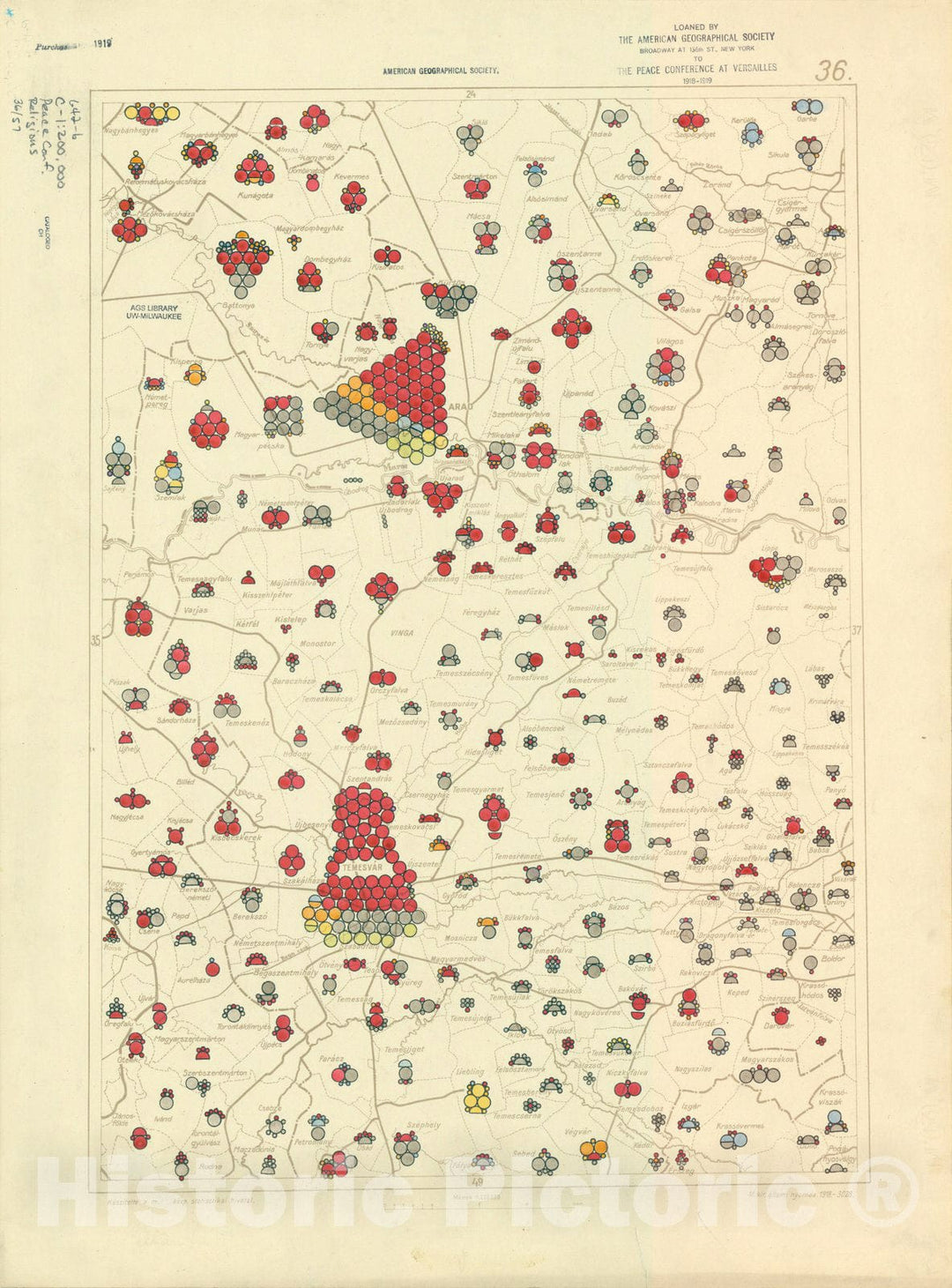 Historic Map : The Communes of Hungary showing the distribution of the religions 1918 28