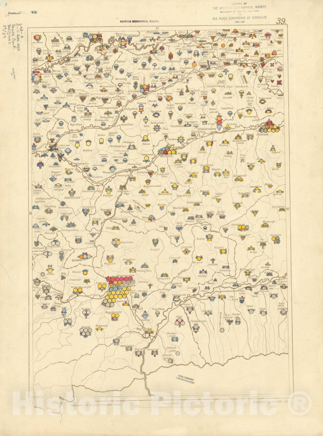 Historic Map : The Communes of Hungary showing the distribution of the religions 1918 31