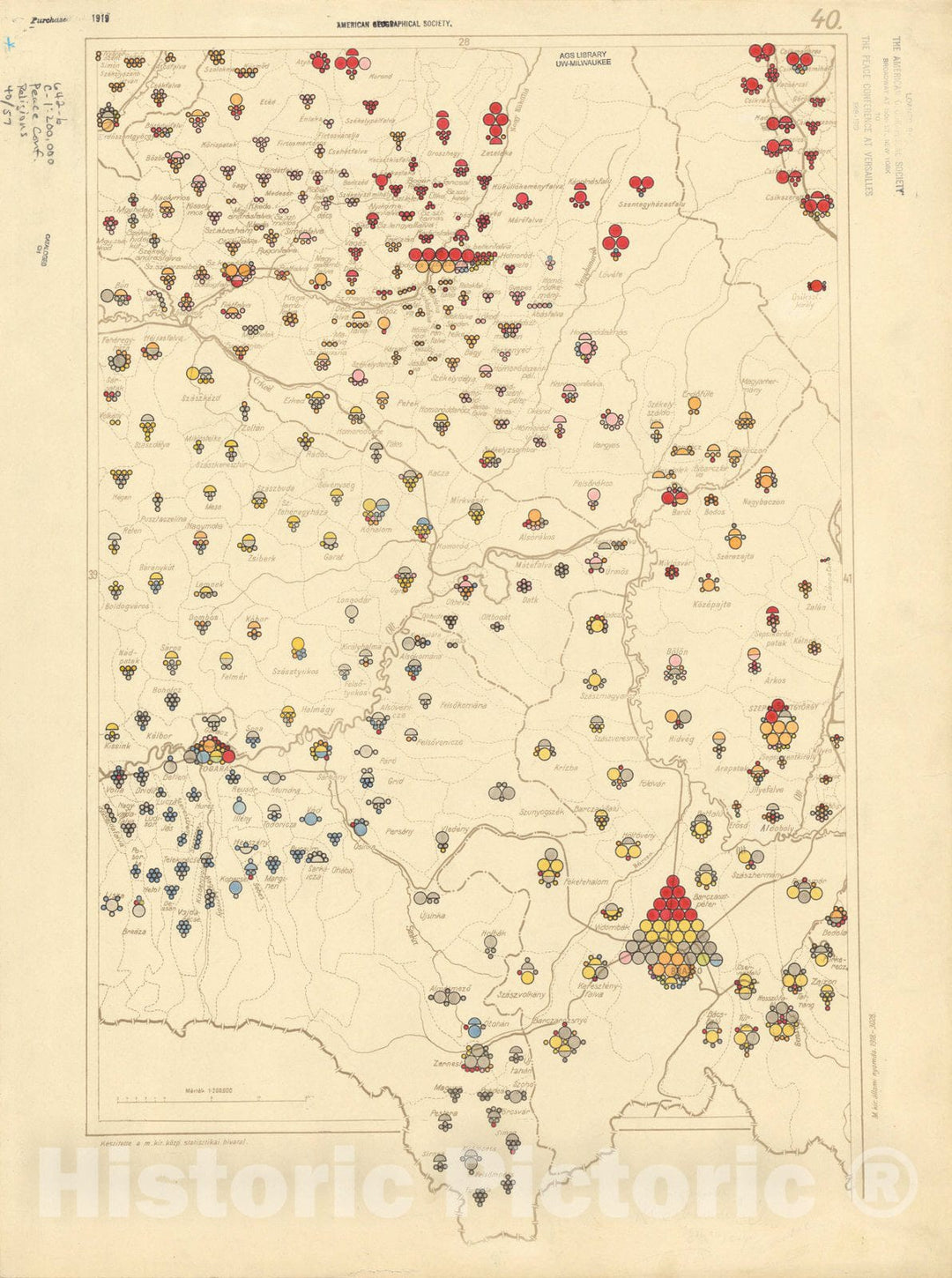 Historic Map : The Communes of Hungary showing the distribution of the religions 1918 32