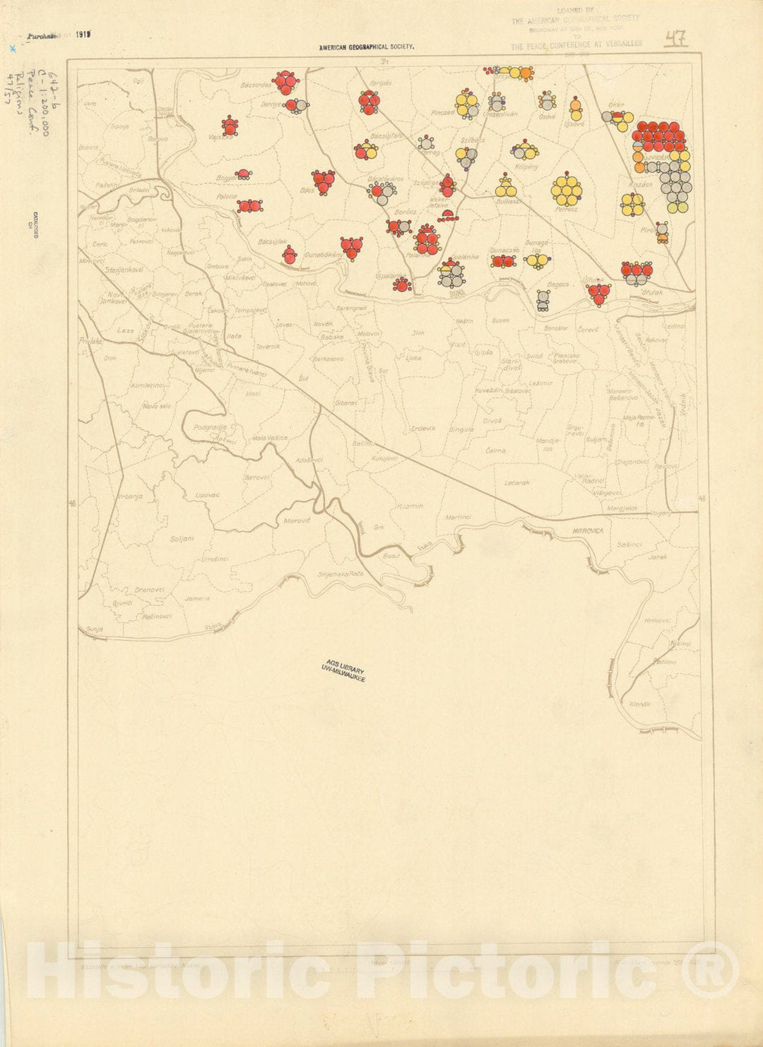 Historic Map : The Communes of Hungary showing the distribution of the religions 1918 35