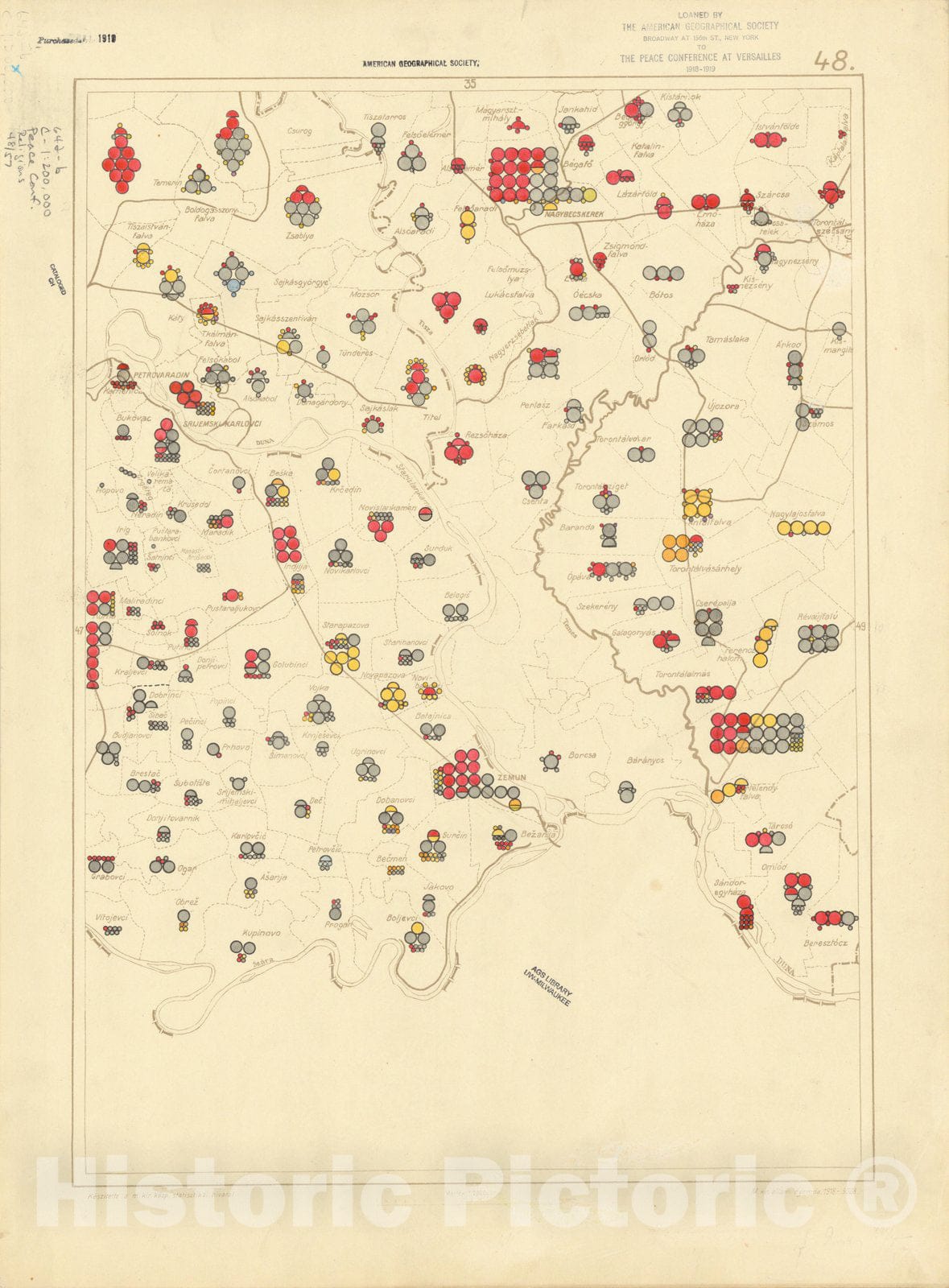 Historic Map : The Communes of Hungary showing the distribution of the religions 1918 36