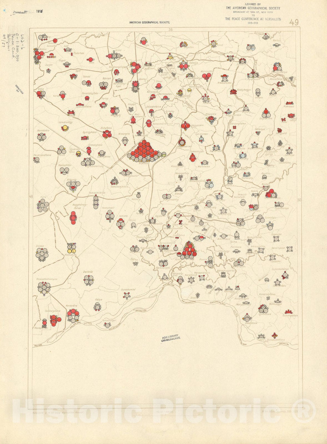 Historic Map : The Communes of Hungary showing the distribution of the religions 1918 37