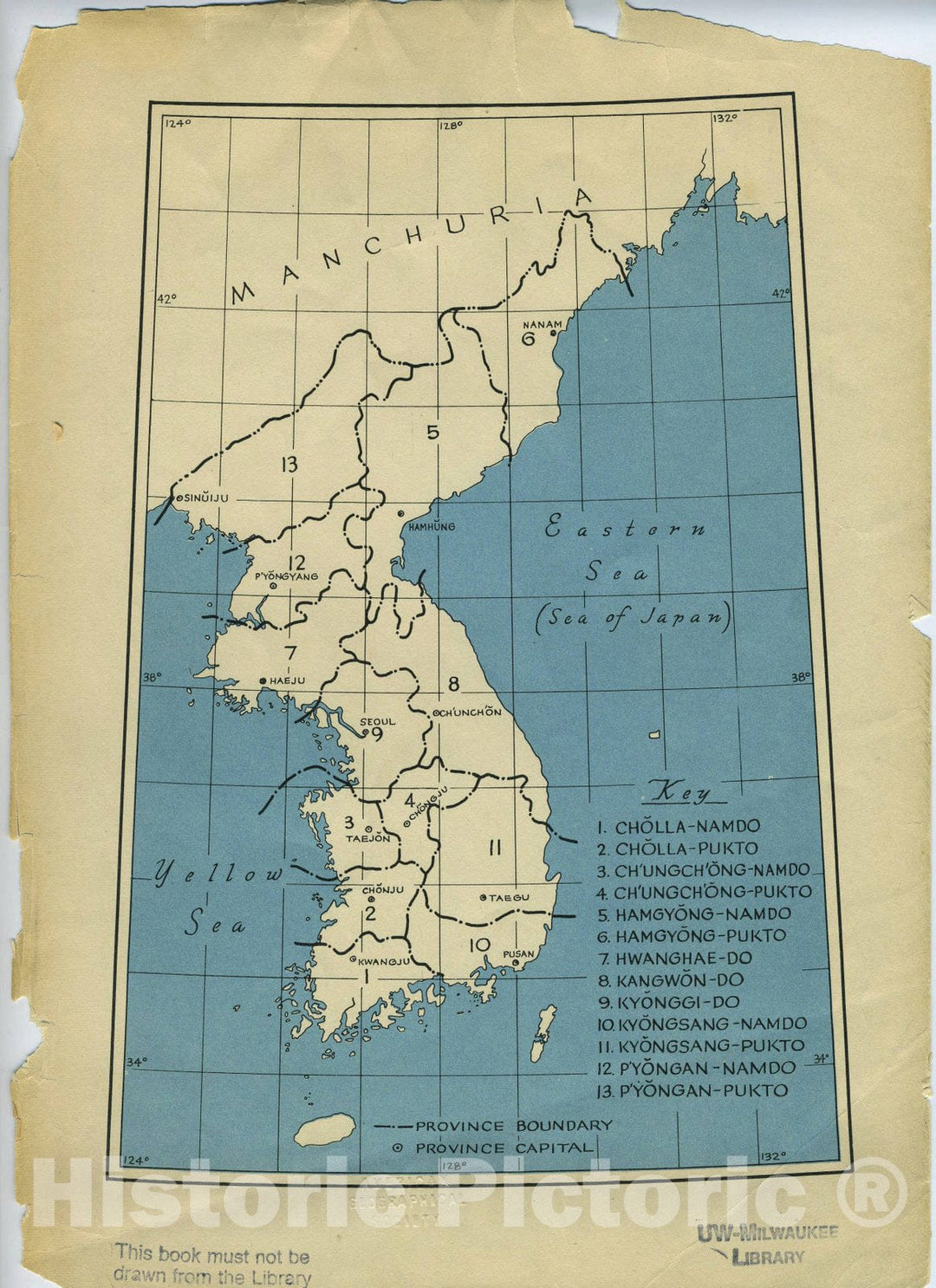 Map : Map of Korea 1945 1, Map of Korea, 1945 , Antique Vintage Reproduction