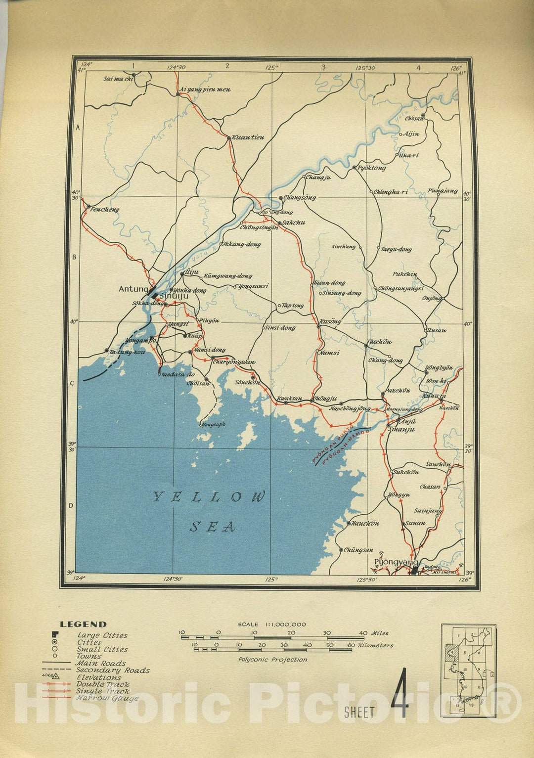 Map : Map of Korea 1945 11, Map of Korea, 1945 , Antique Vintage Reproduction