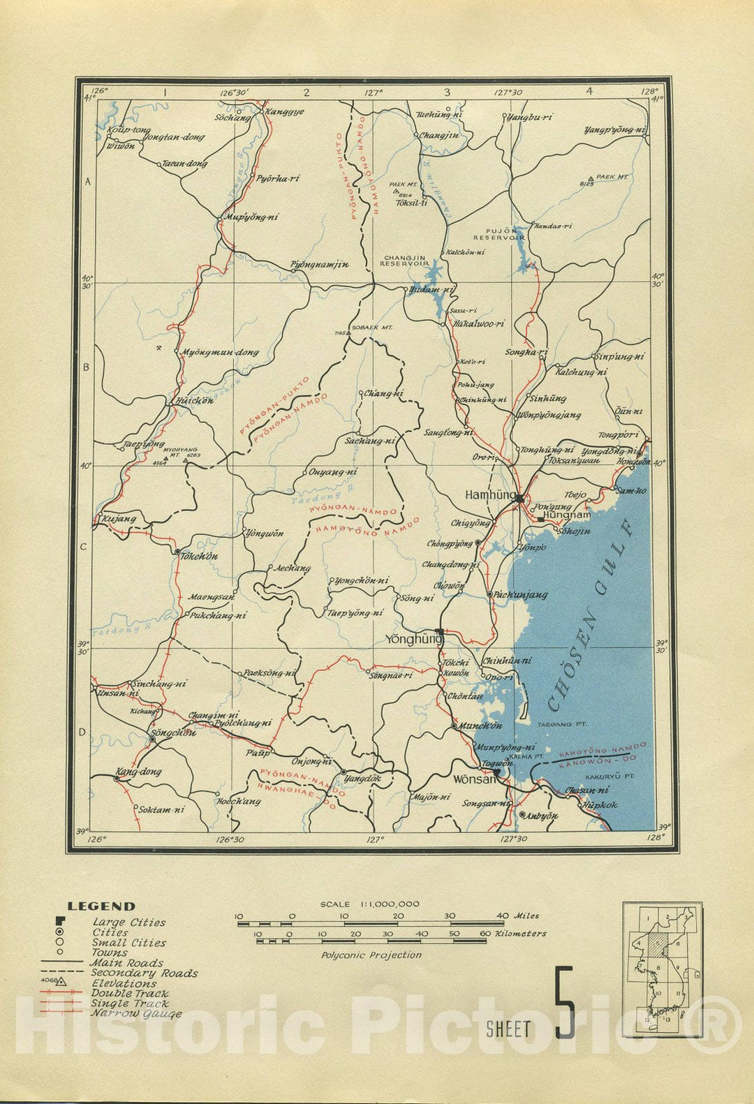 Map : Map of Korea 1945 12, Map of Korea, 1945 , Antique Vintage Reproduction