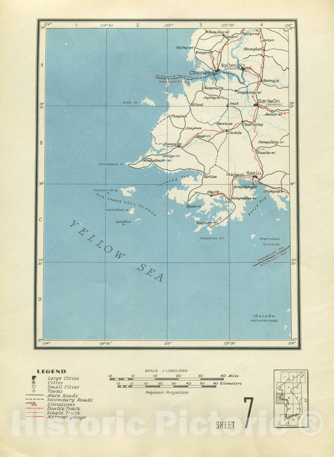 Map : Map of Korea 1945 17, Map of Korea, 1945 , Antique Vintage Reproduction