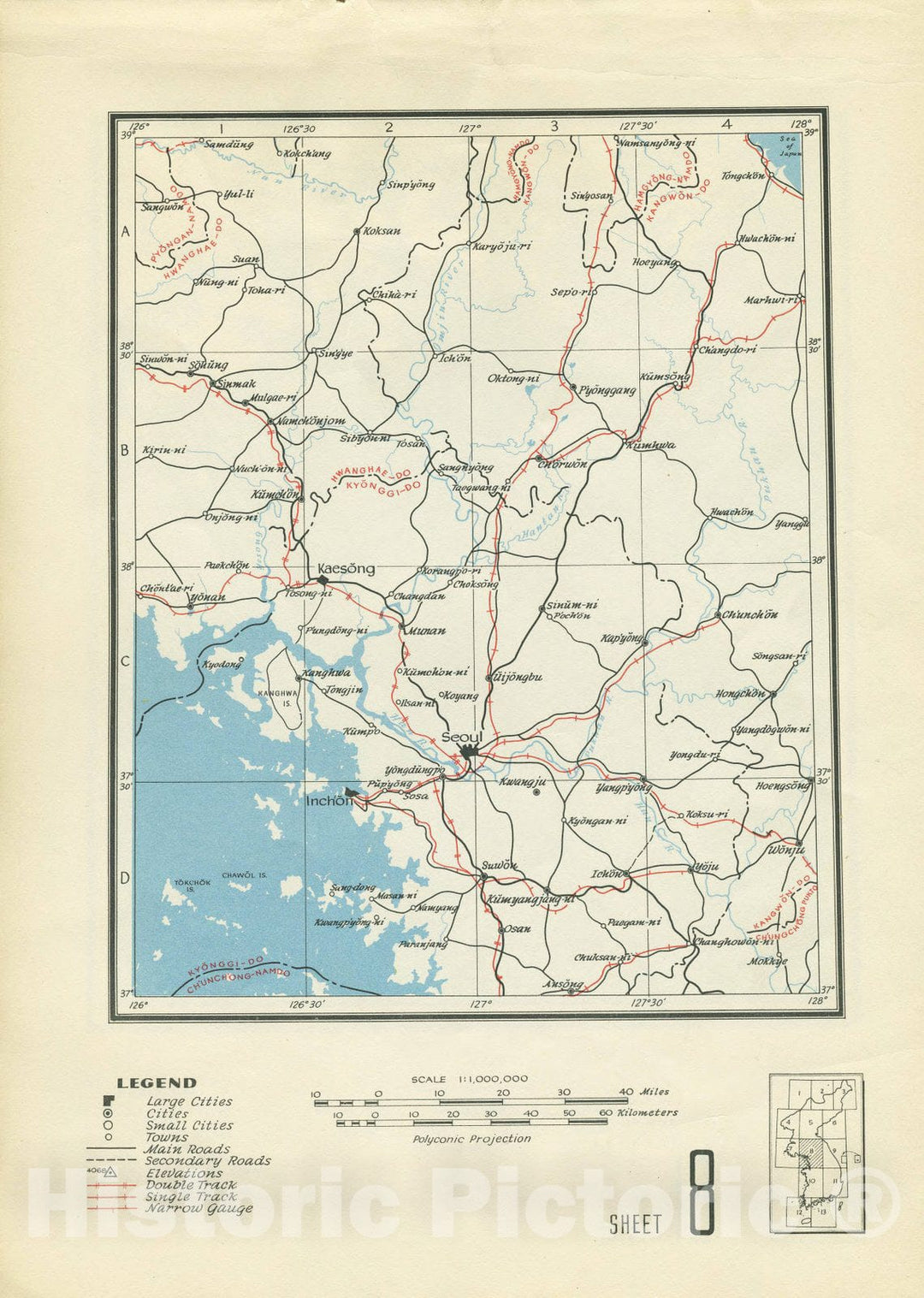 Map : Map of Korea 1945 14, Map of Korea, 1945 , Antique Vintage Reproduction