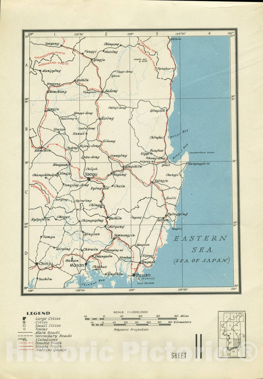 Map : Map of Korea 1945 3, Map of Korea, 1945 , Antique Vintage Reproduction