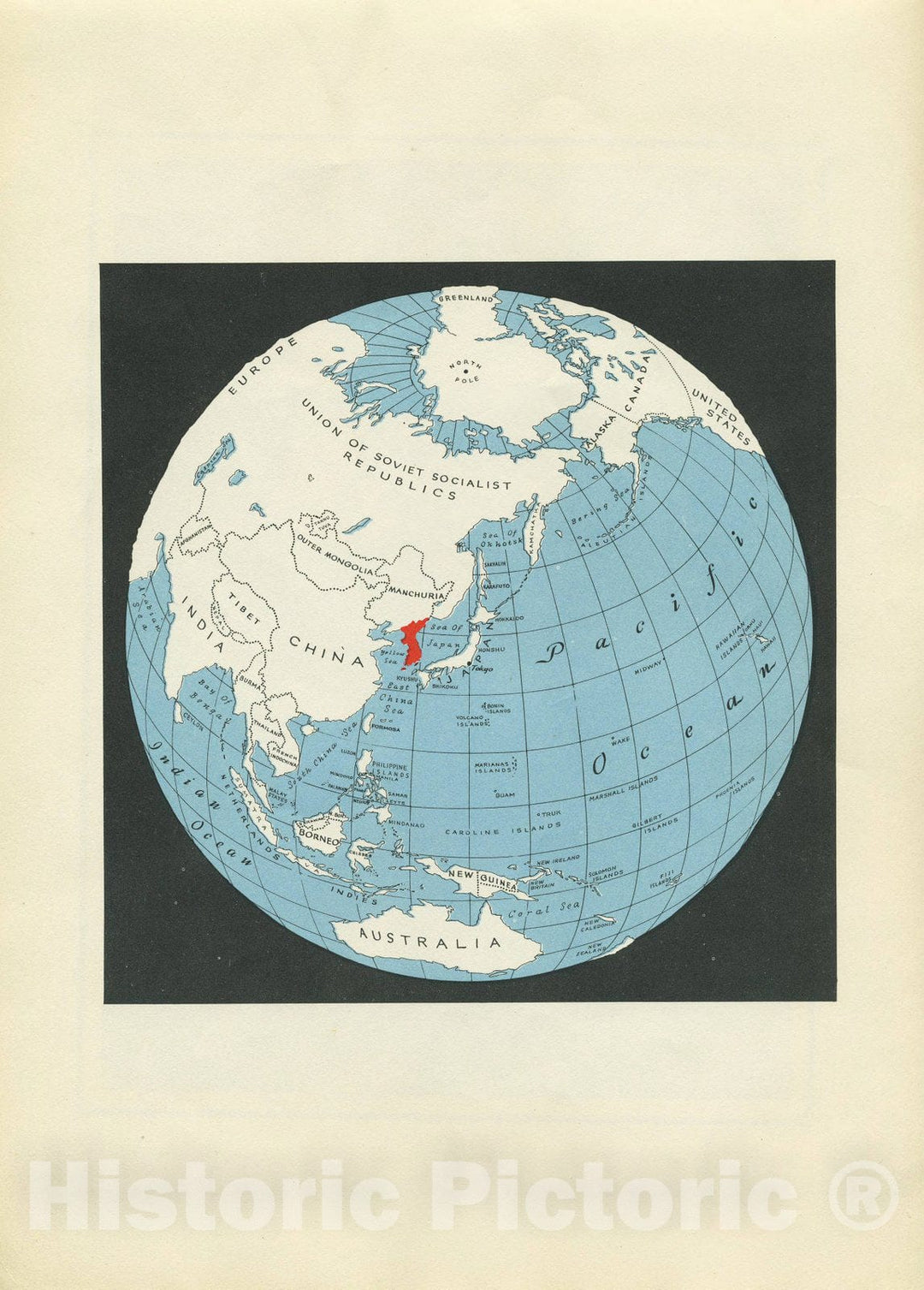 Map : Map of Korea 1945 6, Map of Korea, 1945 , Antique Vintage Reproduction