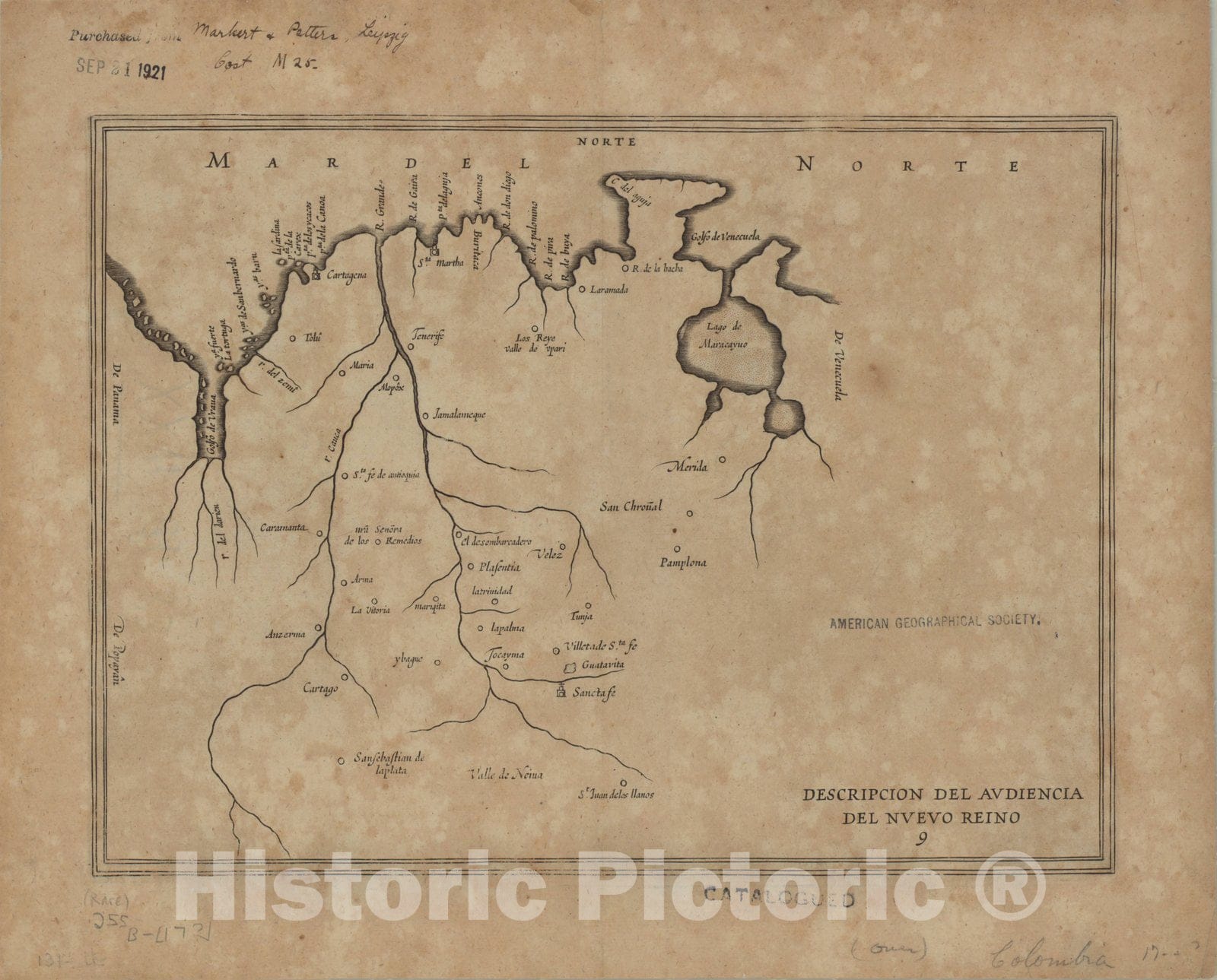 Map : Colombia 1726, Antique Vintage Reproduction