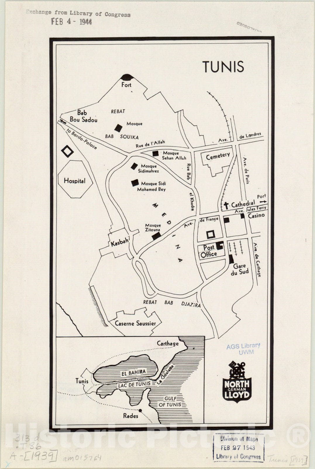 Map : Tu?nus, Egypt 1939, Tunis, Antique Vintage Reproduction