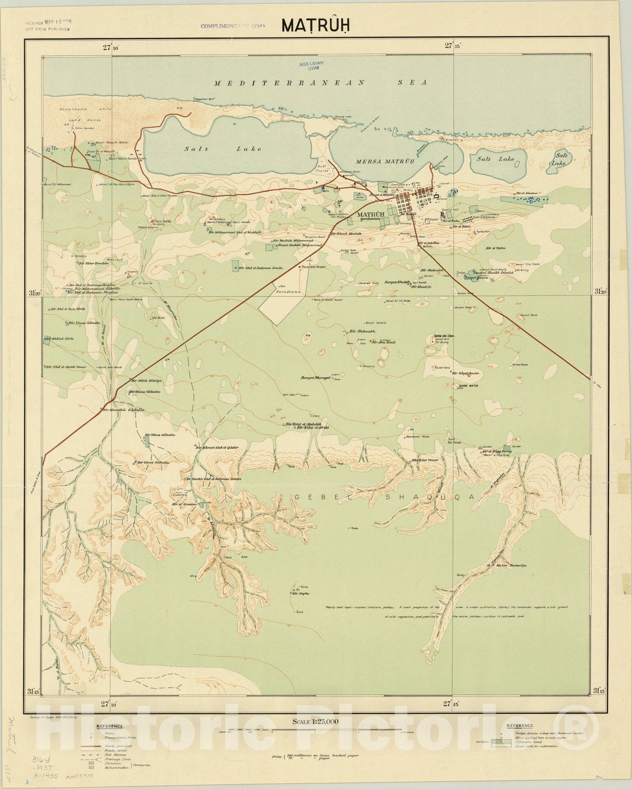 Map : Marsa? Mat?ru?h?, Egypt 1935, Matruh, Antique Vintage Reproduction