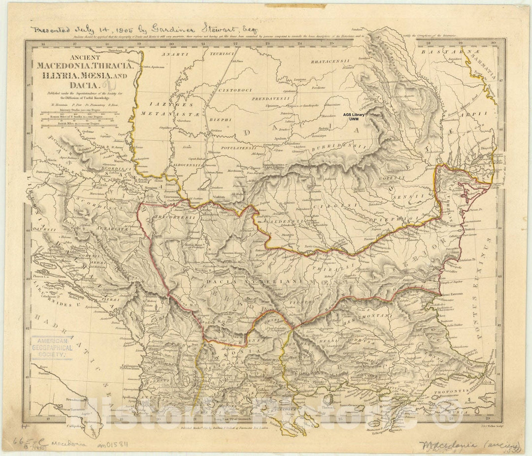 Map : Macedonia, Thracia, Illyria, Moesia, and Dacia 1830, Ancient Macedonia, Thracia, Illyria, Moesia, and Dacia , Antique Vintage Reproduction