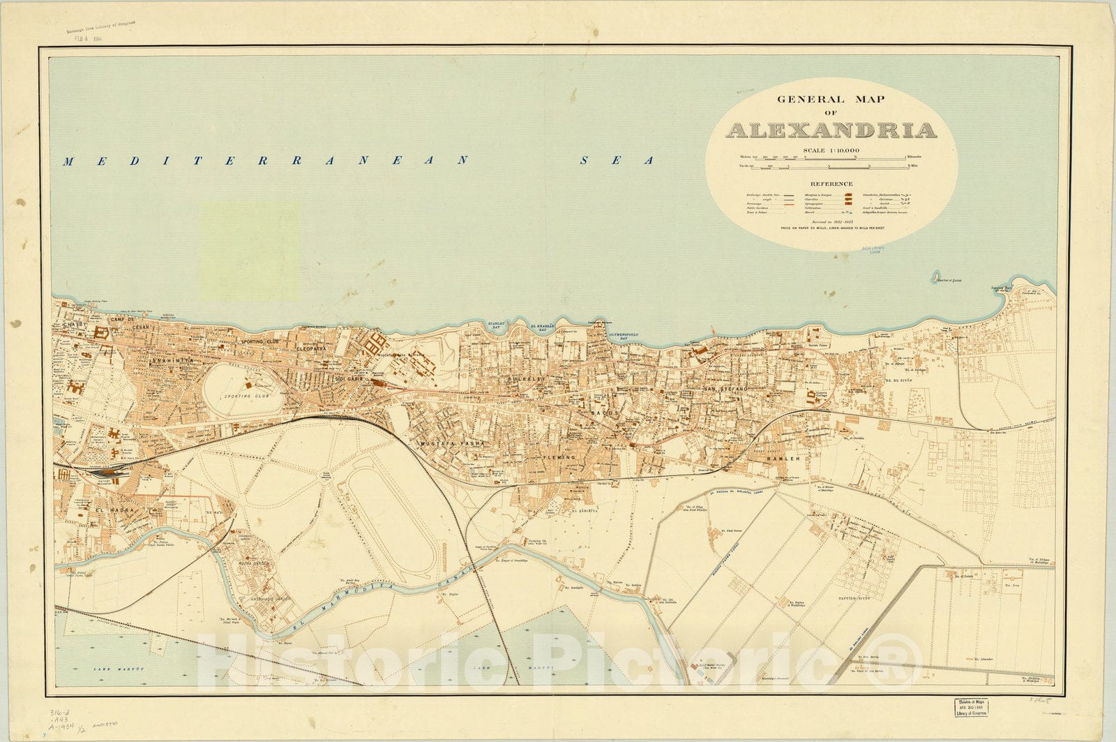 Map : Alexandria, Egypt 1934 2, General map of Alexandria, Antique Vintage Reproduction