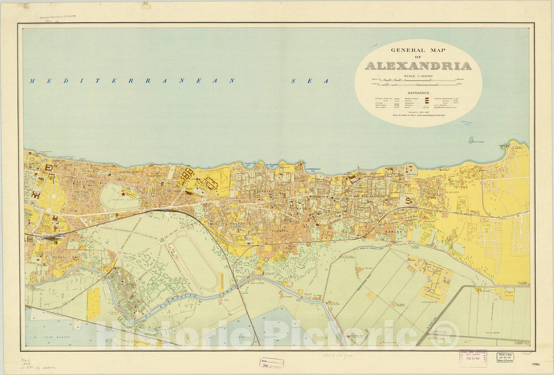 Map : Alexandria, Egypt 1934 1, General map of Alexandria, Antique Vintage Reproduction