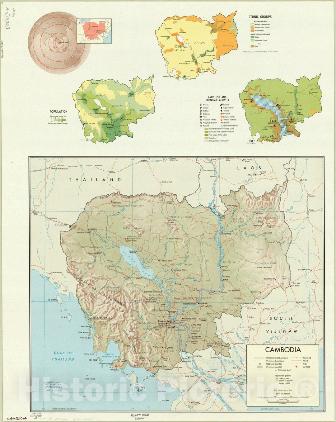 Map : Cambodia 1972, Cambodia, Antique Vintage Reproduction